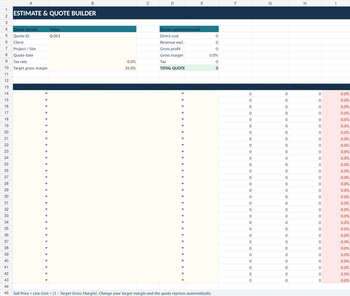 MarginRidge contractor estimate and quote calculator